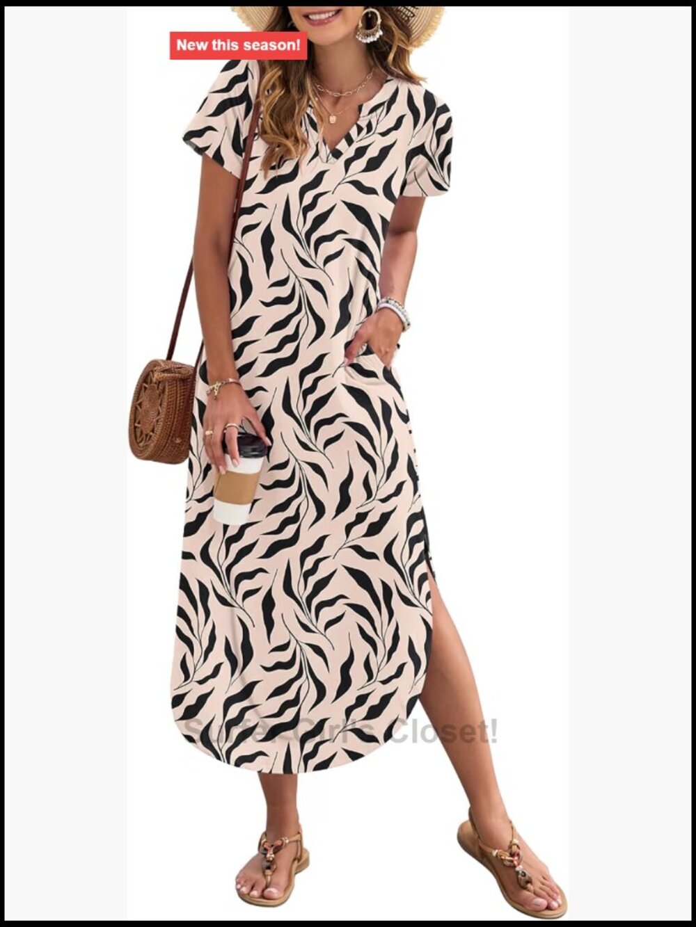 Short Sleeve Casual Maxi Dress with Pockets Summer Beach Vacation